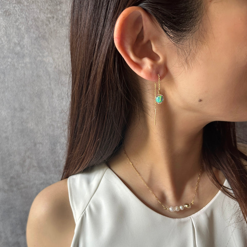 Kyoto Opal MINI L White/Water/Emerald/Ruby【ピアスのみ】アメリカンピアス・チェーンピアス